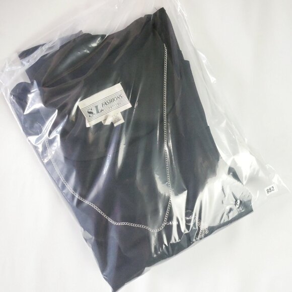 S.L. Fashions Petite Womens Size 14P Black Layered Semi Sher Blouse Pad Shoulder - Picture 15 of 15